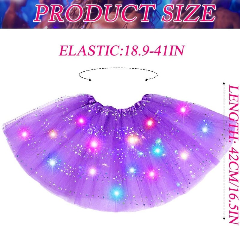 Nicute Light Up Tutu Led Layered Tulle Tutus Skirt for Women - Image 5